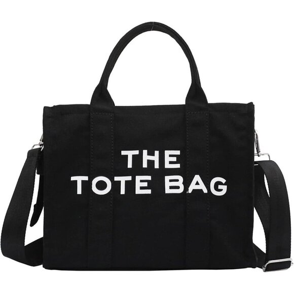 Handbags - Women Black Personalized Canvas Crossbody Tote Bags with Zipper Mini Top-Handle